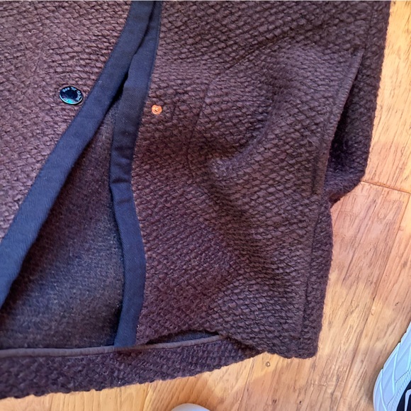 SEE by CHLOE Wool Blend Hooded Coat Medium Brown Snap Closures Pockets - Picture 5 of 14